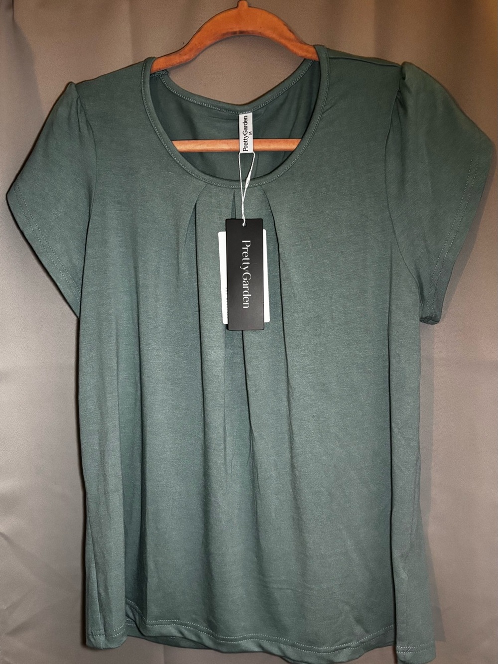 Teal Women's Pleated Short Sleeve Top